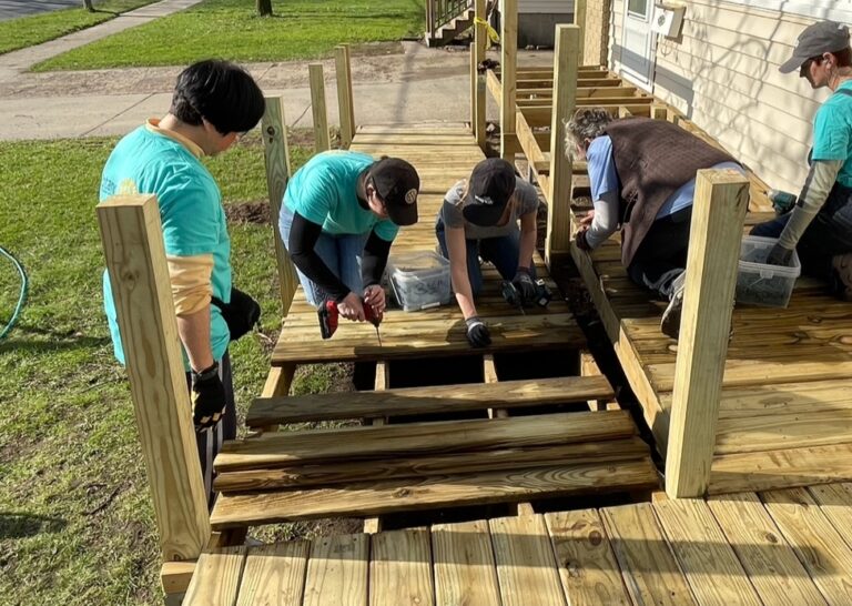 Volunteers Building Ramp.